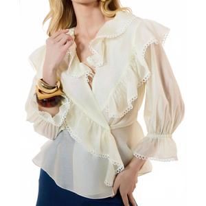 NEW STRASS ruffled lace shirt in butter